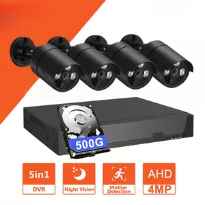 4CH 4MP Wired Security Camera System 2K Lite CCTV DVR with 500G Hard Drive 4x Home Surveillance IP65 Waterproof Cameras Human Vehicle Detection Night Vision Remote Access 24-7 Recording