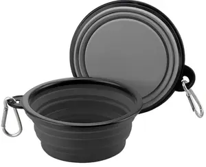 Collapsible Dog Water Bowl, Portable Foldable Pet Feeding Dish with Carabiner, for Travel Camping Hiking Outdoor Adventure, BPA Free for Dogs Cats Pet Owners