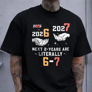 2026 to 2027 New Year Graphic T-Shirt, Next Two Years 6-7 Casual Top for Celebrations