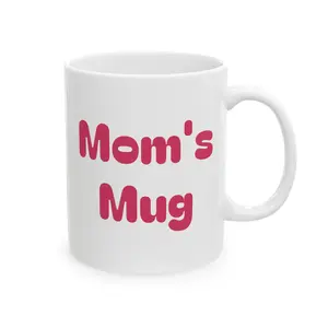 Mom's Morning Mug 11oz Ceramic Mug | Bright Pink Retro Script