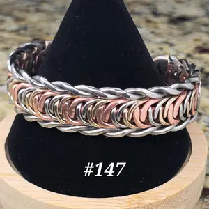 #147 Pure Copper SS SB 6 1/2" x 3/4"   Hand-Woven Cuff Bracelet – Handmade Artisan Jewelry – Unisex – Gift Ready