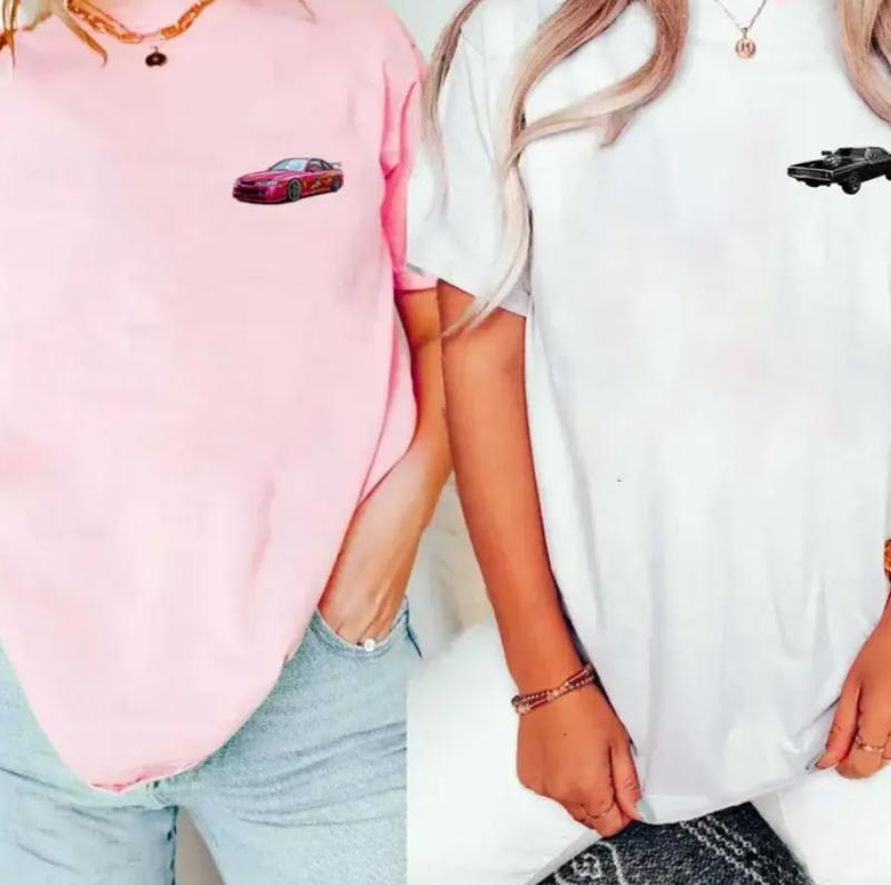 2 Sided Letty And Dom Car Lover Couple Matching Shirts, 2 Sided Letty And Dom Car Lover Couple Matching Sweatshirts, Couple Hoodies, His And Her Matching Cars Movie