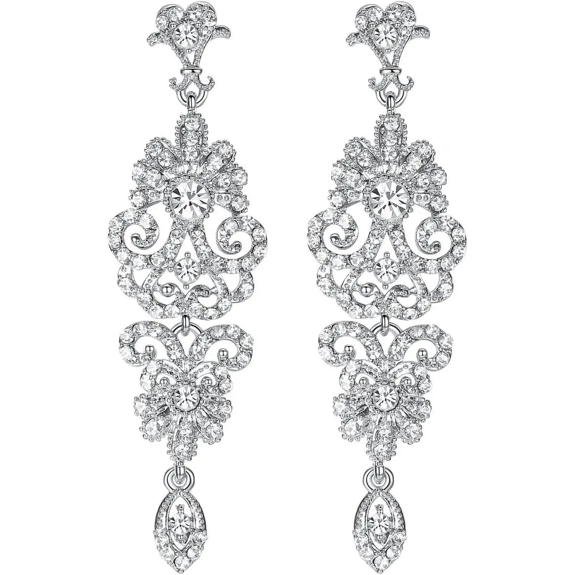 / Rhinestone Chandelier Wedding Bridal Dangle Earrings