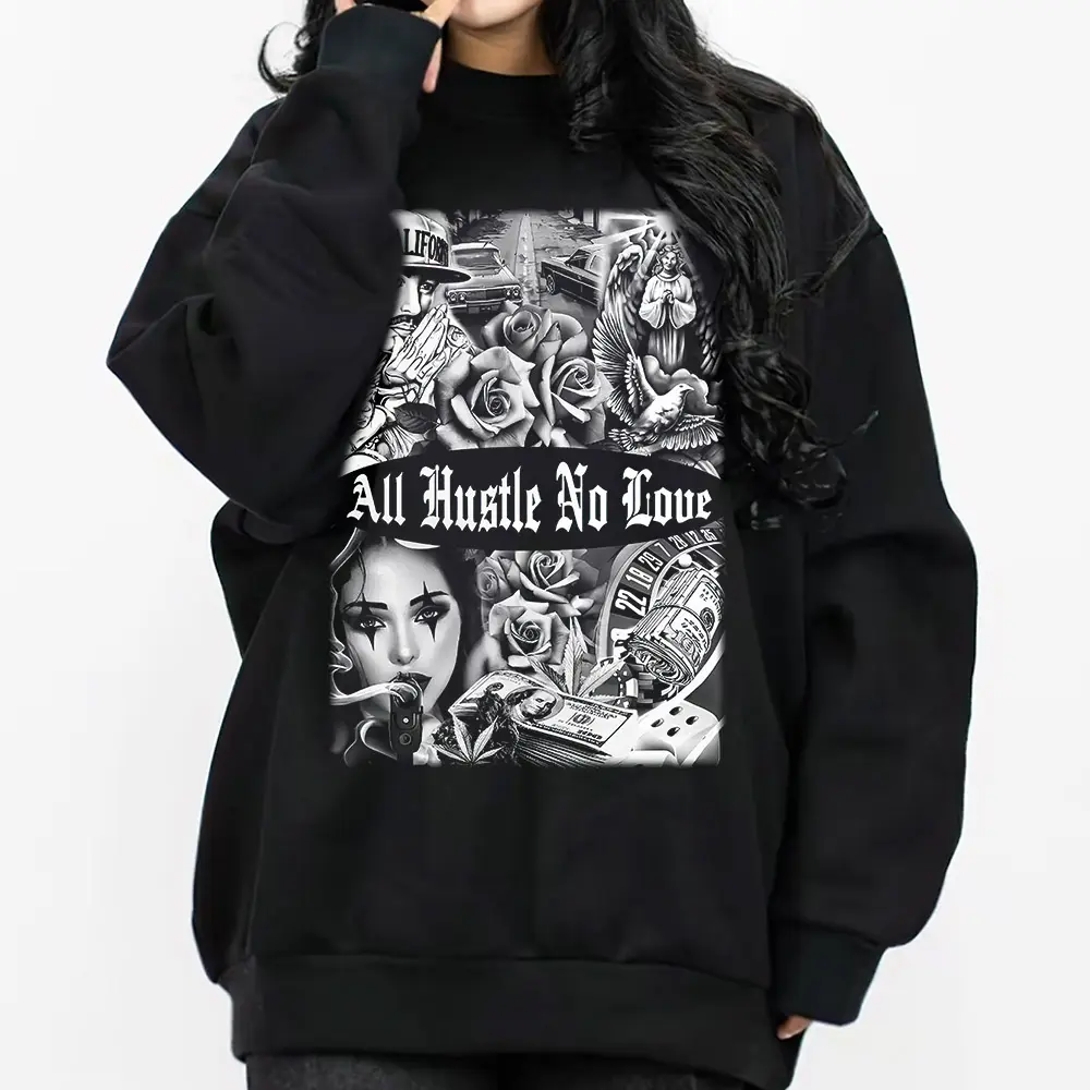 Laugh now cry later art Chicano Clothing, Chicana Art, Cholo Chola outfit Cotton Fabric Menswear Casual, Streetwear hoodie T-Shirt S-3XL