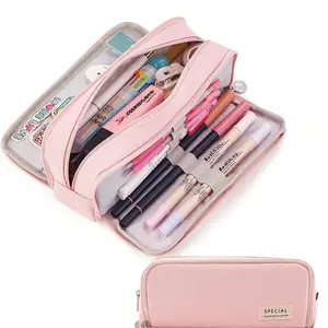 Double Layer Dual Opening Pencil Case, Large Capacity Multi-Functional Storage Bag, Essential School & Office Supply Organizer