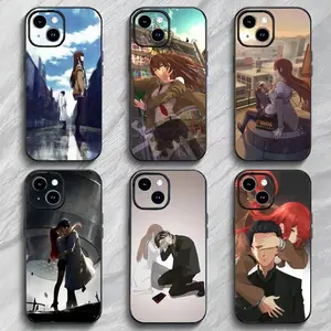 S-Steins G-Gate Okabe Rintarou Makise Kurisu Phone Case Black Matte Thin Anime Protective Cover For iPhone 11-17 Pro Max/Plus & Samsung Galaxy S23-S25