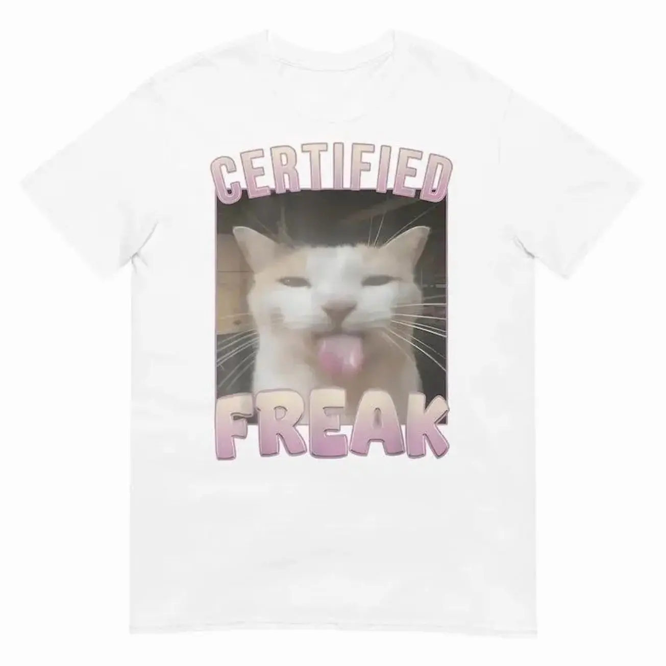 Men's Short-Sleeve Round Neck Casual T-Shirt - Certified Freak Funny Cat Animal Top, Unisex Gift, Shortsleeve, Tshirt