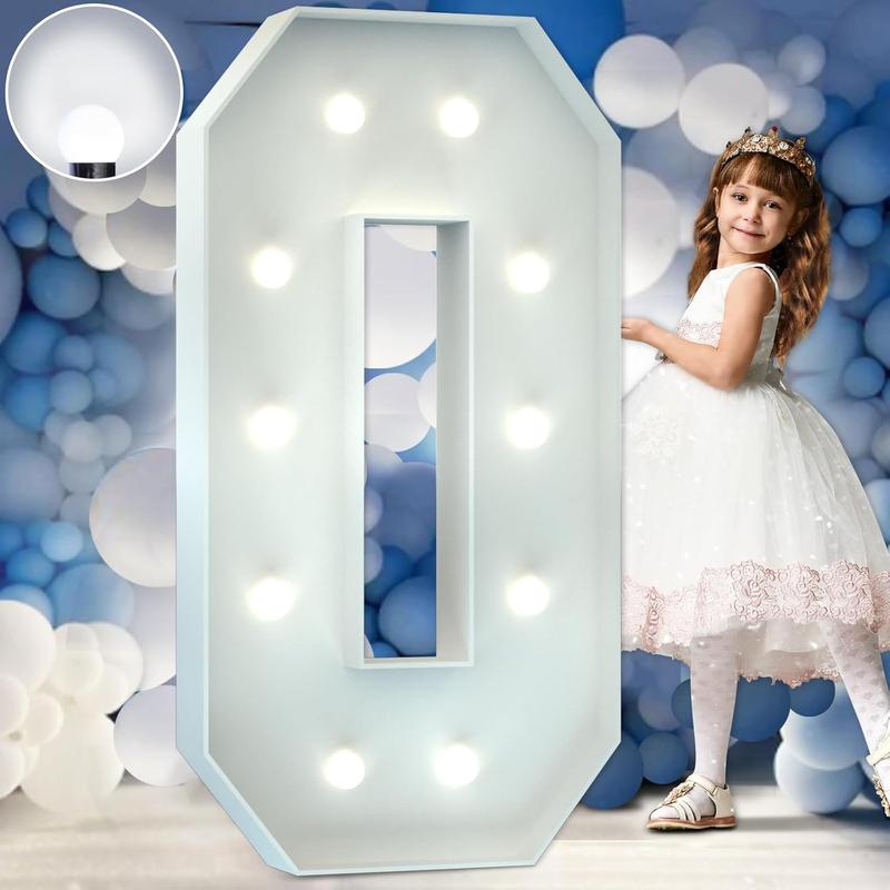 3ft/4ft Marquee Numbers 0-9 With Decorative Light-Up White Foam Cardboard, Lighted Holiday Displays Mosaic Number for Balloons, Number Wedding, Birthday, Anniversary, and Party Decor