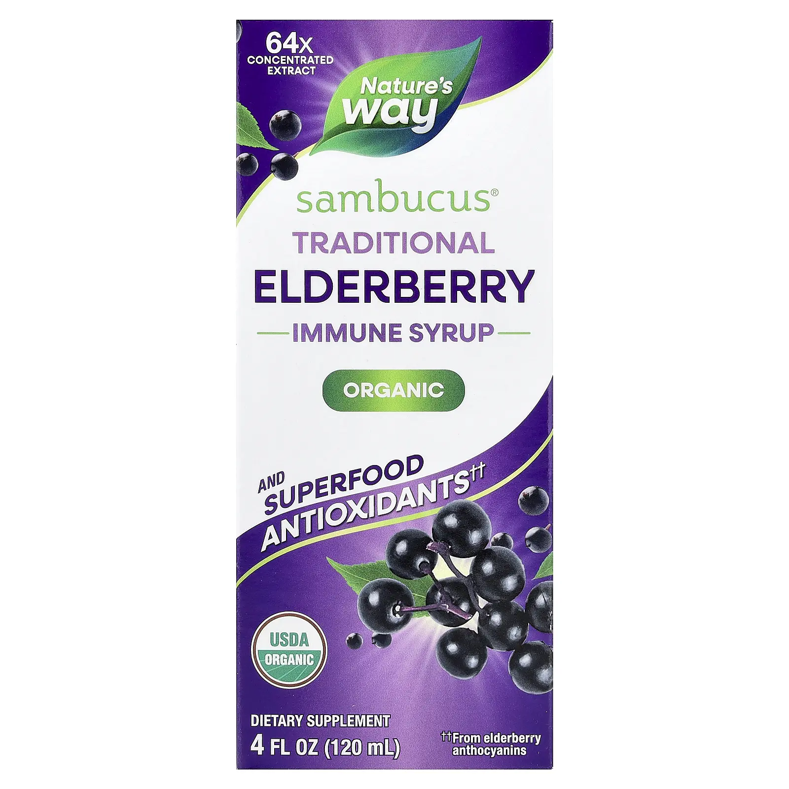 Nature's Way Sambucus®, Traditional Immune Syrup, Elderberry, Ages 7+, 4 fl oz (120 ml)