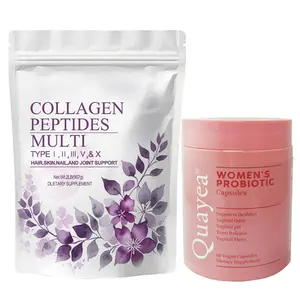 Quayea Women's Probiotics - 60 Count (Pack of 1) +Quayea Multi Collagen Peptides Powder Pasture  2LB-Raised