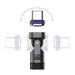 SIKAI 240W Magnetic USB-C Adapter 180° Rotation USB C to USB C Cable  Rotating Connector Tips for Phone Samsung lPhone 16/15 Pad Tablet