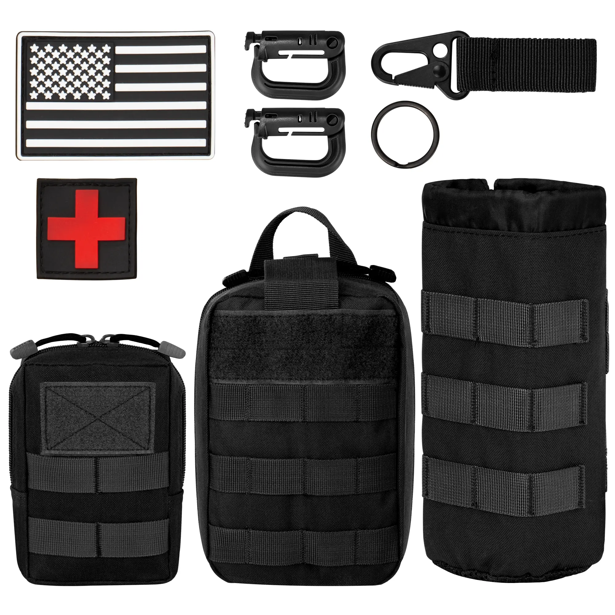 Bombrooster Tactical Molle Utility Pouch Kit, Essential Accessory Bag - EDC Bag, Sports Water Bottle Bag, Medical Bag, Waist Bag, Cell Phone Bag