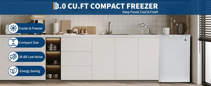 【GARVEE】3.0 Cu.Ft Upright Freezer with Reversible Door & 7-Temp Control – Compact Energy-Efficient Freezer for Apartments, Dorms, Offices – White