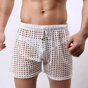 Sheer Fishnet Mesh White Shorts - Unisex Swim Shorts for Beach and Resort Wear