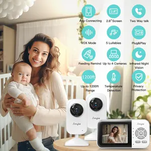 Simyke 2-Pack Indoor Wifi Baby Monitor Camera with Privacy Guaranteed 2 smart camara and 2.8" Screen Button, Full HD 1080P, Sound Alert, 2-Way Audio, Night Vision for Home Surveillance, Baby/Pet Monitor
