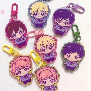 6 ops OHSHC Ouran Host Club Chibi Gummy Glitter Acrylic Keychains