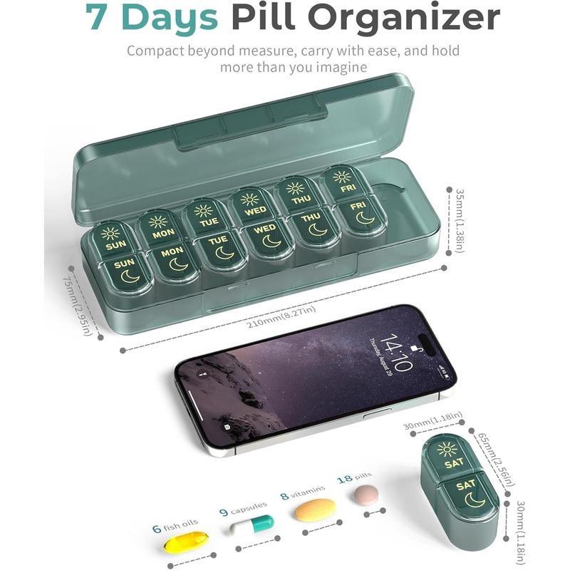 Pill Organizer 7 Day, Weekly Pill Box for Travel, Portable Medicine Organizer for Vitamins, Fish Oils & Supplements Pill Organizer 7 Day, Weekly Pill Box for Travel, Portable Medicine Organizer for Vitamins, Fish Oils & Supplements
