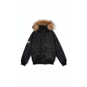 TCH - B - Black Down Jacket with Duck Feather Design