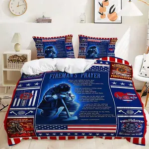 2/3 Piece Fireman's Prayer Bedding Set, Firefighter Theme Bedroom Decor Gift, Includes 1 or 2 Pillowcases, One Size Fits All