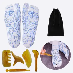 1Set Reflexology Socks with Beginner Acupoint Massage Tools Set of 5 - Foot Pain Relief Remedy for Foot Massage Rod for Women Tired Relieve