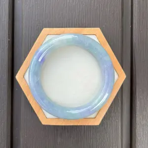 25072-RP Certified Untreated Grade A Jade Bracelet - Princess Round 55mm (Lavender and Green)