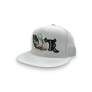 Texas Ranch Hat - White/Brown Feather