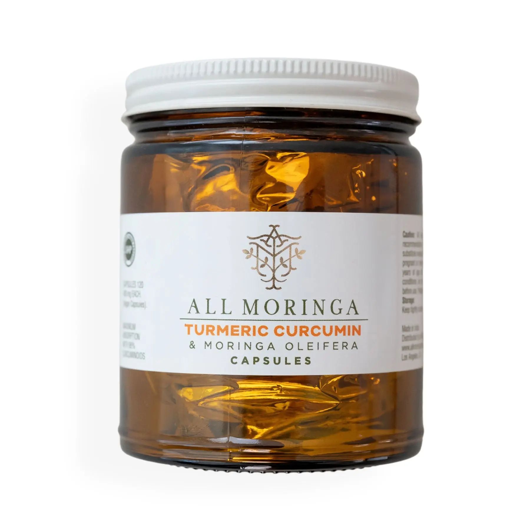 Organic Turmeric & Moringa Capsules with Black Pepper, 95% Curcuminoids (120 Vegan Capsules)