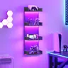 HOOBRO 4-Tier LED Wall-Mounted Floating Book Shelf Wall Unit - Modern Column Organizer Storage Rack with LED Lights, House Decor for Bedroom, Living Room & Unique Room Decor