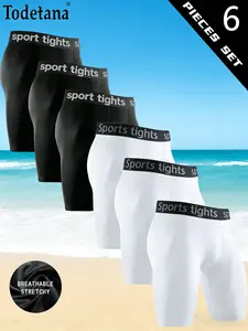 6 Packs Men's Compression Shorts & Anti-Chafing Underwear, Quick Dry Running Shorts, Full-Body Tight-Fit Sports Leggings for Basketball, Gym, Workout and Athletic Exercise Bottoms