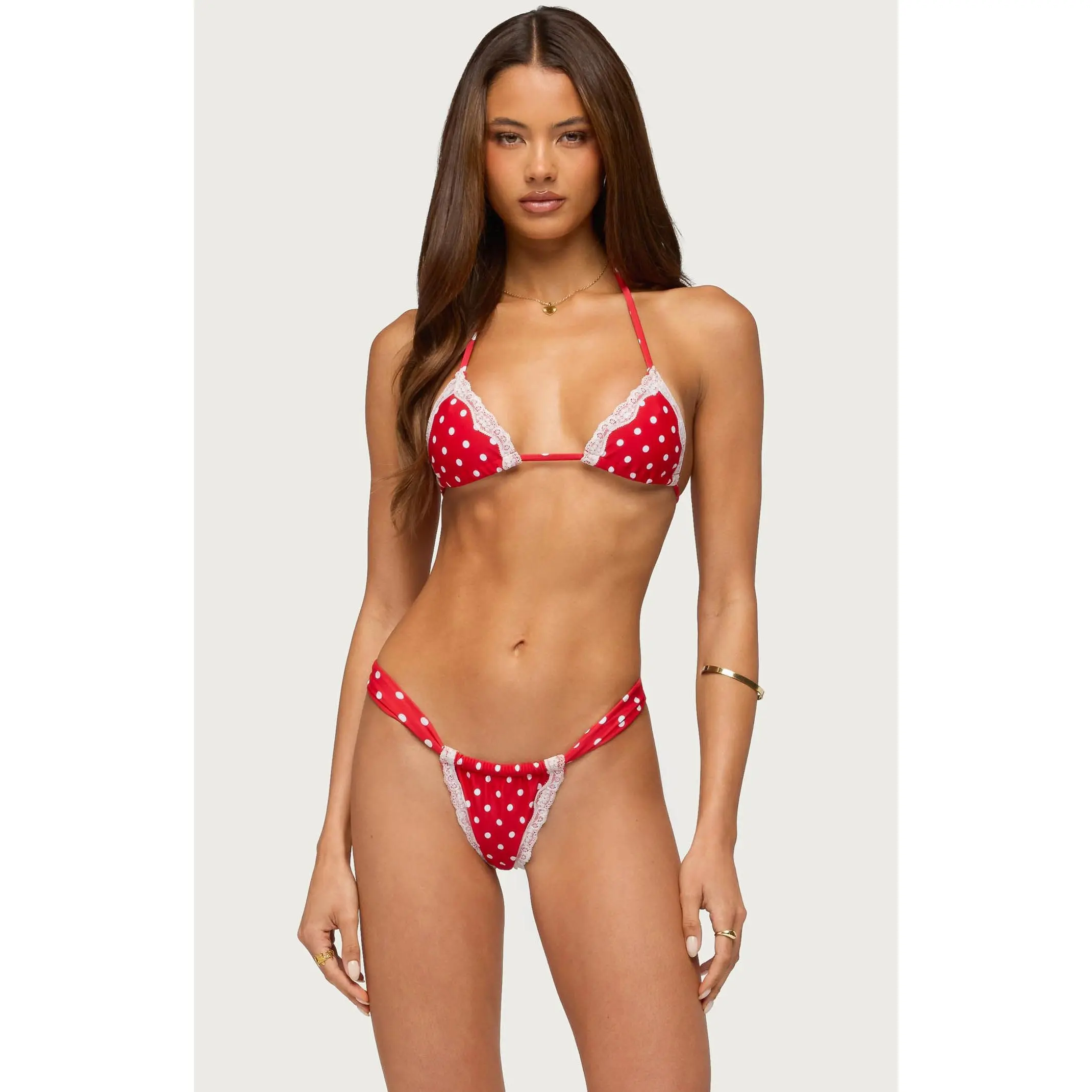 Edikted Women's Bina Lace Polka Dot Bikini Top