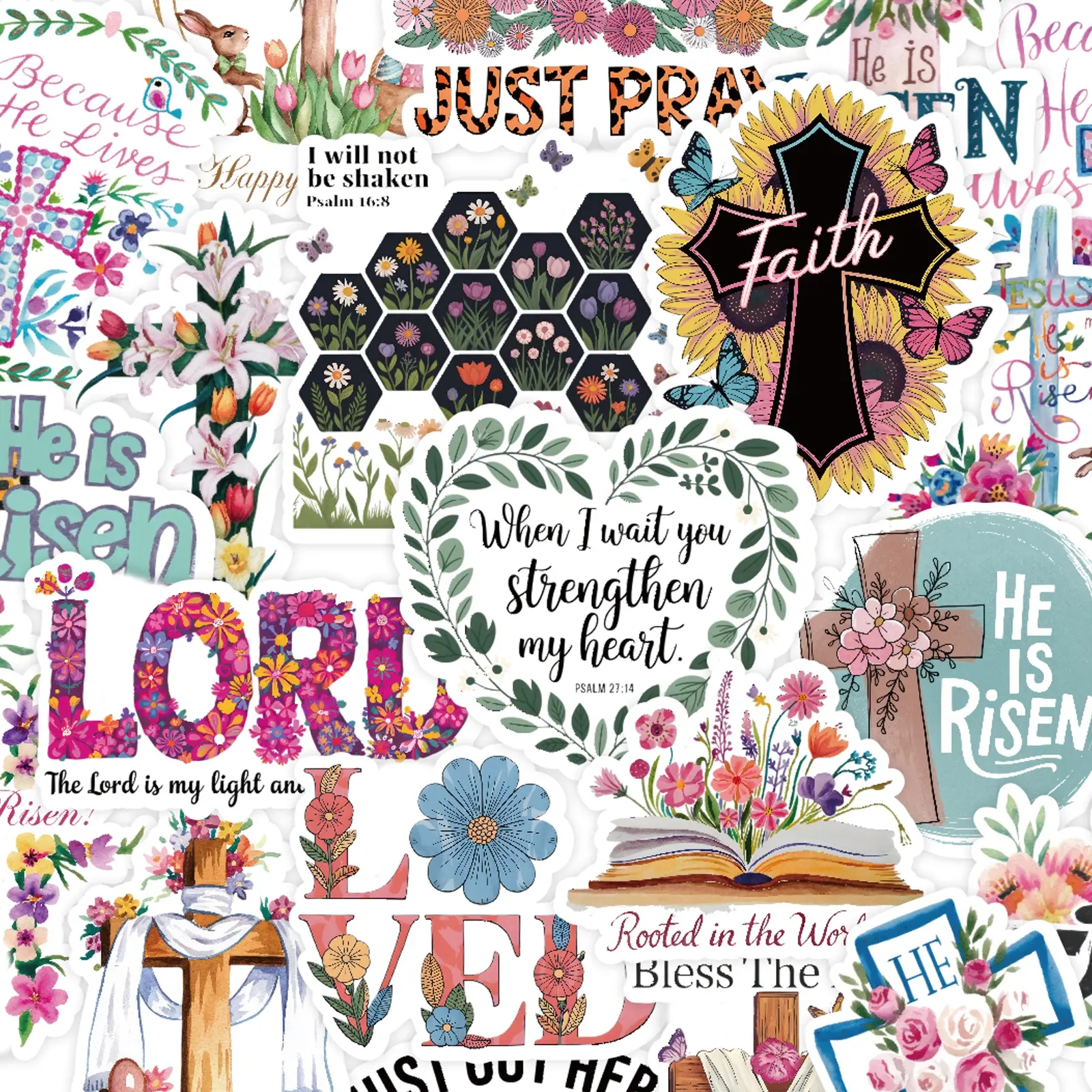 50/200PCS Jesus Phrase Graffiti Stickers Faith Stickers Universal Car Decorative Sticker Positive Energy for Junk Journal Laptop Scrapbook Luggage Car Motorcycle Phone Decoration Sticker for Cars Decal for Cars