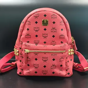 Pre-owned MCM Stark Mini Visetos Studded Backpack in Power Pink X165 26.05.06