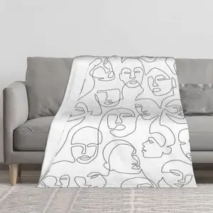 Abstract Line Art Flannel Throw Blanket | Modern Geometric Sofa Cover for Home Decor, Unique Gift Idea 2UBCSI5