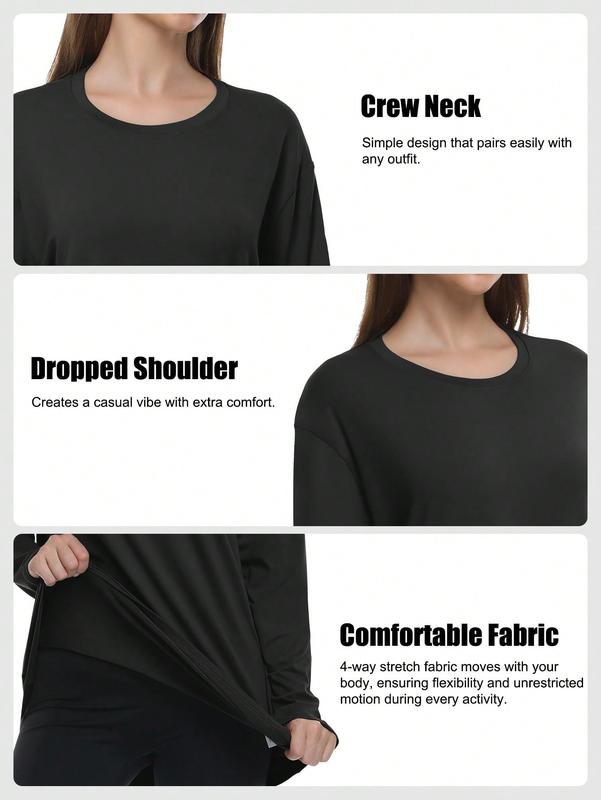 4 Packs Workout Oversized T Shirts For Women Long Sleeve Plus Size Baggy Athletic Gym Shirts Tops Tees Machine Washable