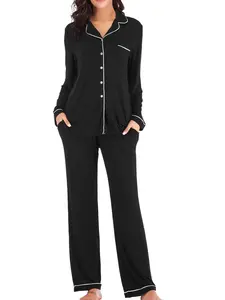 PNORATM Pajama sets Women Button Down long Sleeve Tops and Pants Set Soft, Cute 2 Piece Fall/ Winter Sleepwear S-XXL