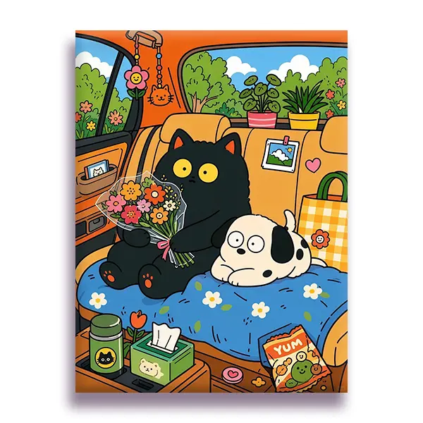 Road Trip Buddies DIY Paint By Numbers Kit - Framed & Unframed, Art Hobby Supplies with Colorful Fun Easy Painting for All Ages, Gift Box & Brushes