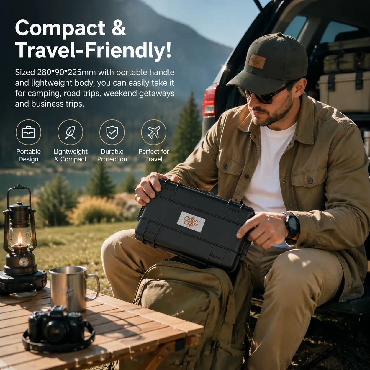 Premium Hard Shell Storage Case, Waterproof & Shockproof Protective Box for Travel, Outdoor Gear and Accessories
