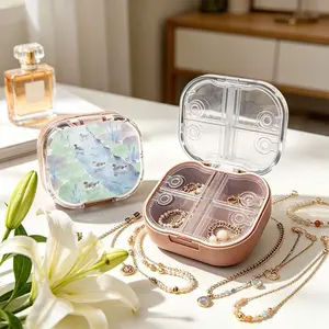 Duck Flock By Stream Mini Portable Double Layer Jewelry Box, Small Necklace Bracelet Organizer, Anti-tangle & Anti-oxidation, Multi-compartment, Compact Light Luxury Jewelry Storage Case