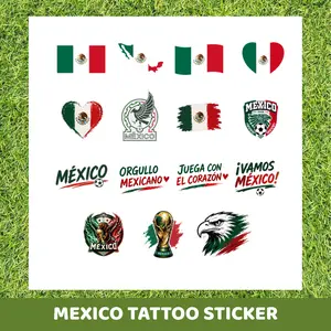 Mexico Fan Tattoo Sticker Pack | 15 Waterproof Temporary Tattoos for Game Day - Tattoo Sticker