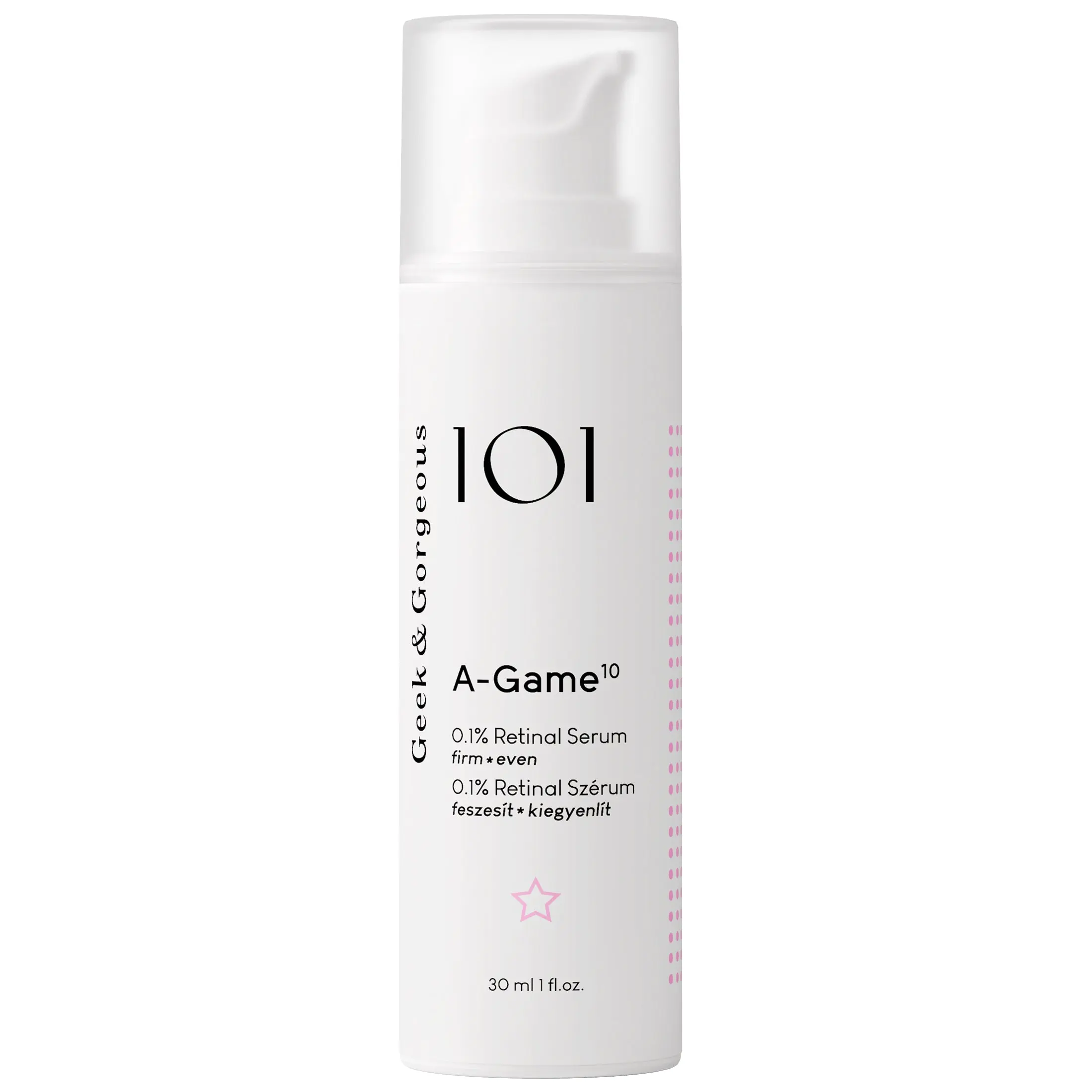 Geek & Gorgeous A-Game 10-0.1% Retinal Serum - Vegan, Silky Lightweight High-Strength Anti-Aging Formula - Boosts Radiance & Aesthetic Glow - For Oily, Combination Skin Types - 1 oz