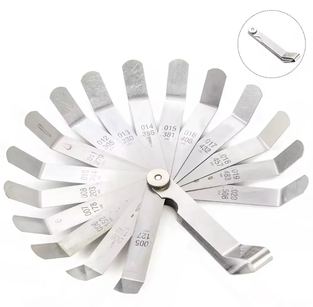 TIKA 16-Blade Stainless Steel Feeler Gauge, Metric and Imperial Gap Measuring Tool for Spark Plug and Valve Adjustment