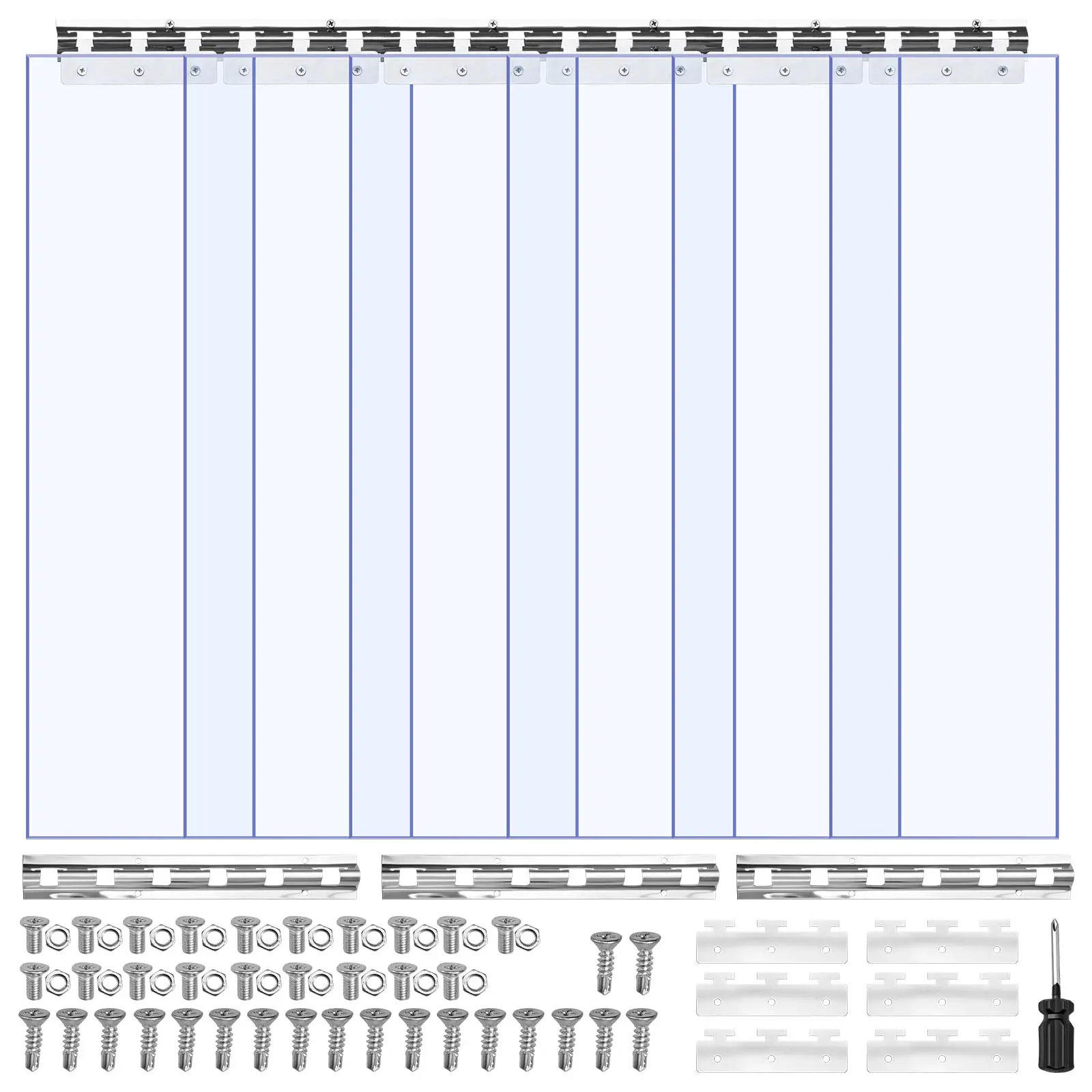 【Summerfinds】VEVOR Clear PVC Strip Curtain,84 in Height x 36 in Width x 0.08 in Thickness6 PCS Walk in Freezer Cooler Curtain StripsSmooth Waterproof Plastic Door Strips for WarehouseFreezerGarage Doors
