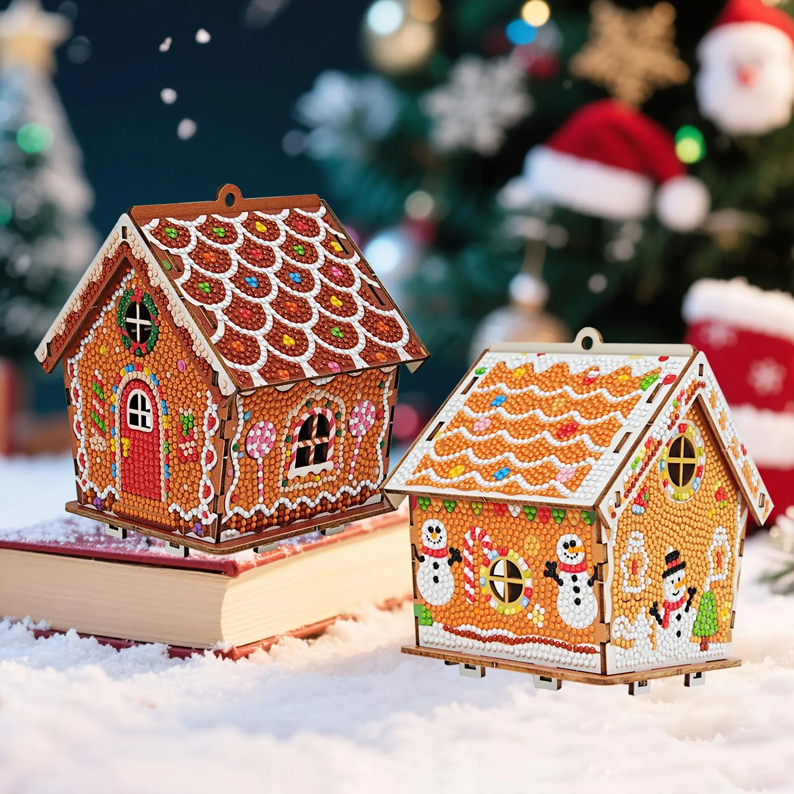 Christmas Night Warm House - Miniature Dollhouse DIY Kit with Music Box, Desktop Decor, Creative Gift (English Color Box)