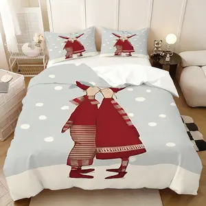 Maileg Pixy Kiss classic bed three-piece set, elegant printing including quilt cover double pillowcase, Christmas and New Year gifts intimate, dormitory bed and breakfast soft, film and television fans, animation fans collection gifts.