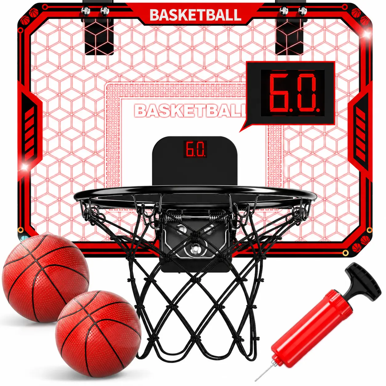 Wall-mounted silent mini basketball hoop set with high-elasticity rubber basketball—quiet shooting with no disturbance, Children’s indoor/outdoor sports toy that can be easily installed in bedrooms, rooms, and courtyards, Fun interactive shooting toy
