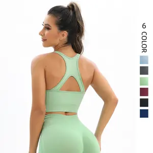 New Clearance Seamless Knit Solid Color Beauty Back Push-Up High Elasticity Sports Bra Running Fitness Yoga Vest for Women(Gift)11