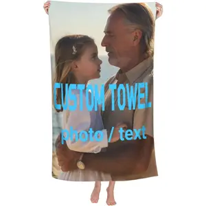 Custom Photo Beach Towels Customize Name Microfiber Towel Personalized Soft Oversized Bath Towels 32x52 in