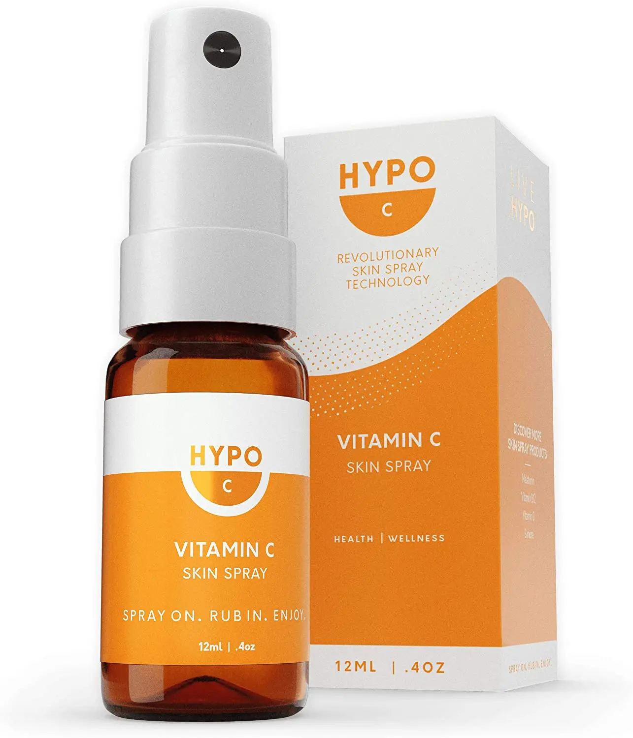 Hypo Vitamin C Skin Spray — Brightening Face & Body Mist for Dull Skin, Dark Spots & Glow — Topical Vitamin C Moisturizing Mist, Fast-Absorbing, Travel Size 12ml