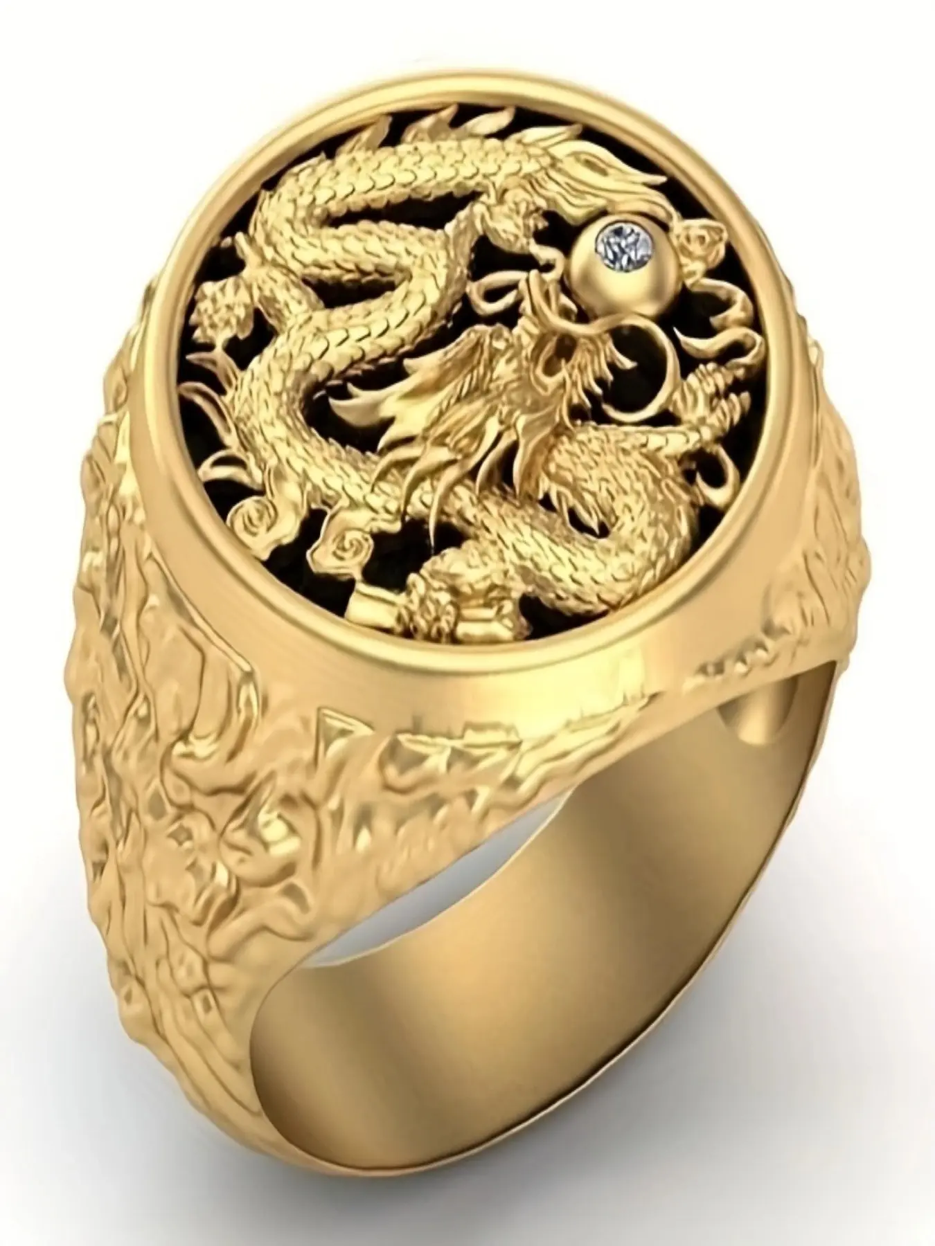 Men's Classical Elegant Dragon Ring, Fashionable Wedding Engagement Party Jewelry Gift, Statement Rings, Artificial Zircon Rings, 1pcs Oriental Style Accessory