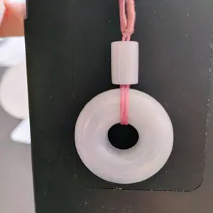 Circle-Shaped Lavender Jade Necklace with Pink Cord